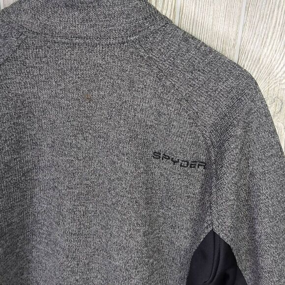Spyder Jacket Mens Large Pullover Jacket Gray Black Marled Quarter Zip Textured - Picture 4 of 6